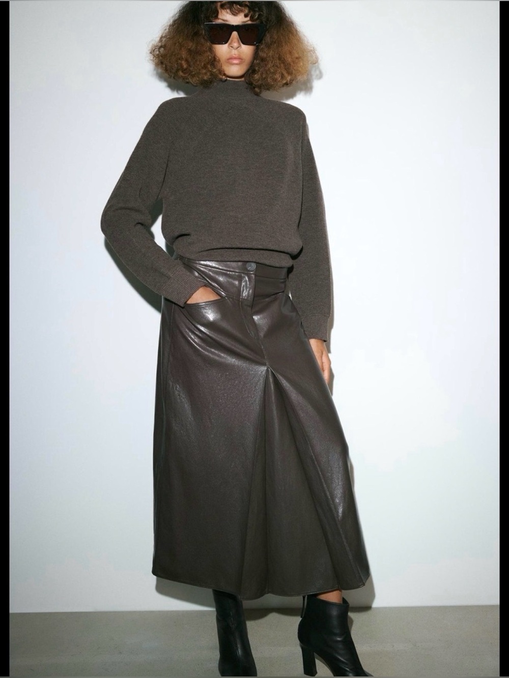 ZARA ZW Collection Faux Leather Pleated Skirt NWT ❗️Ref:2969/050